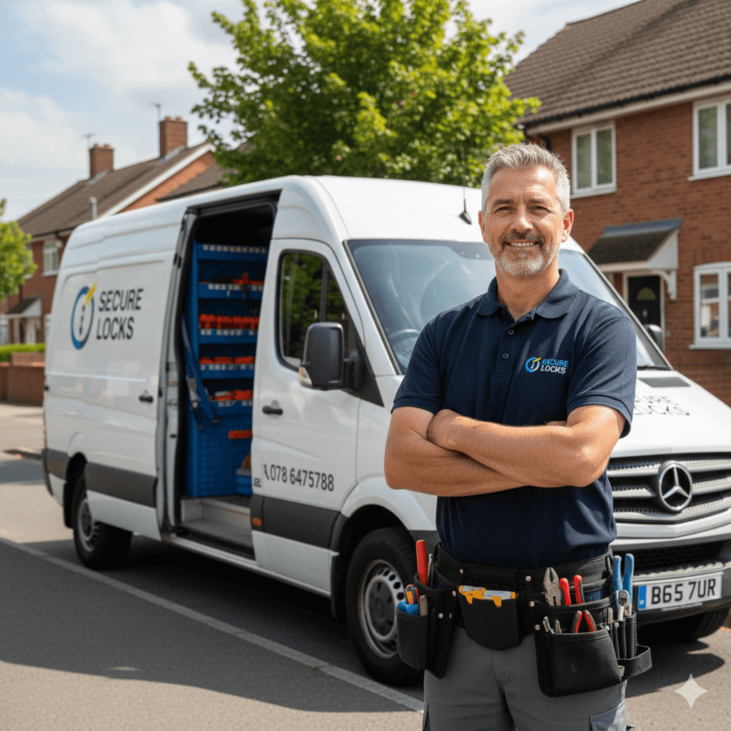 Professional locksmith at work