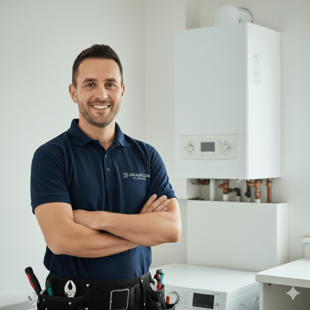 Professional plumber at work