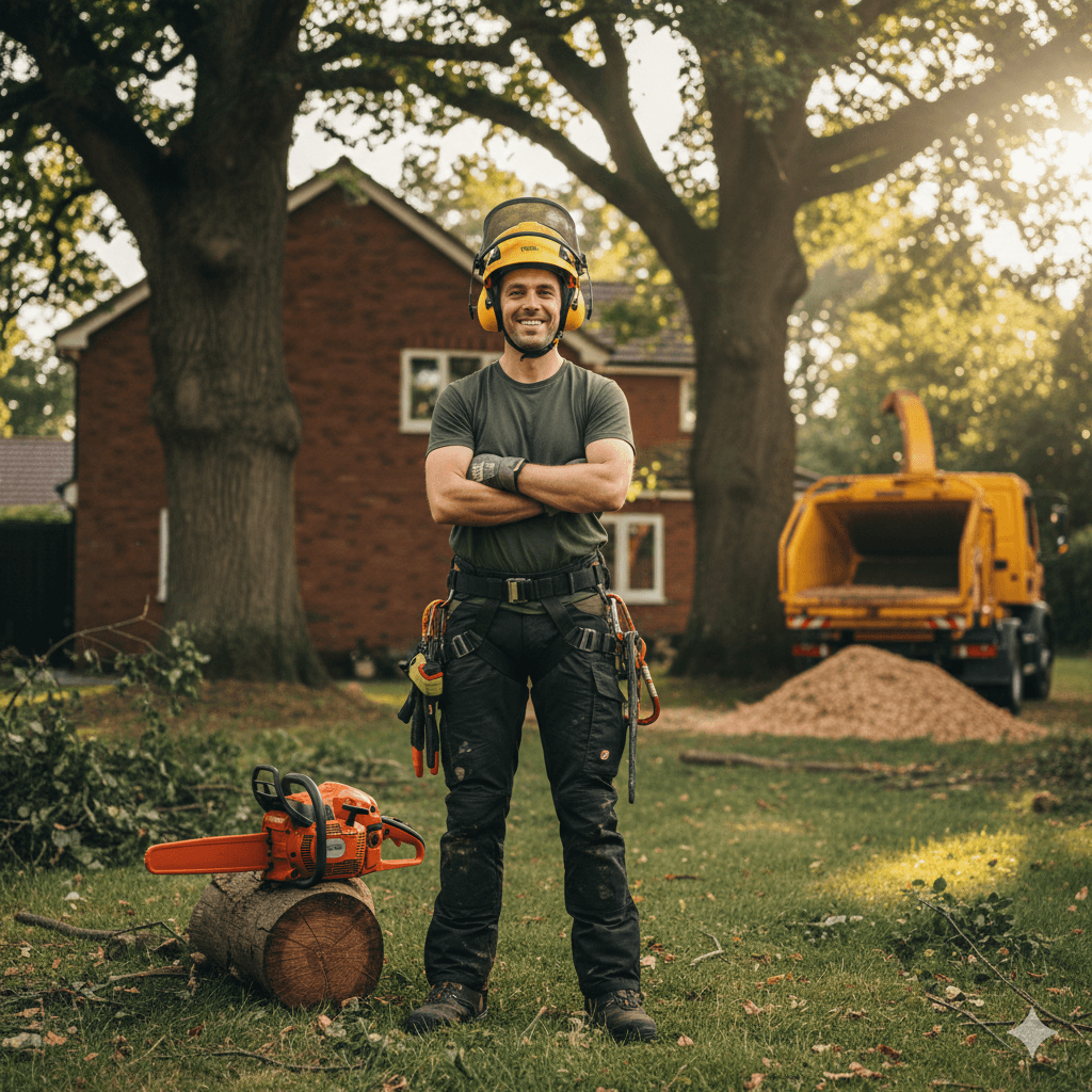 Professional tree surgeon at work